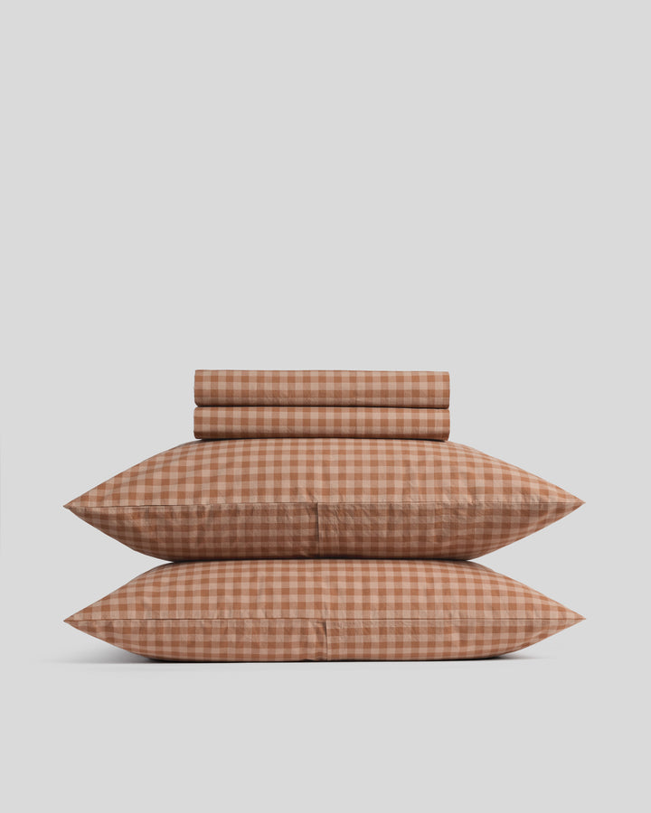 Brushed Cotton Sheet Set - Adobe Check F/Q